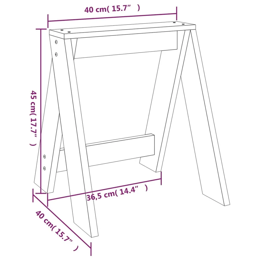 Tabourets lot de 2 noir 40x40x45 cm bois massif de pin - 9