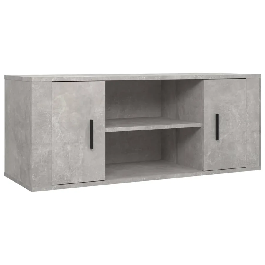 Meuble TV Gris béton 100x35x40 cm Bois d'ingénierie - 2