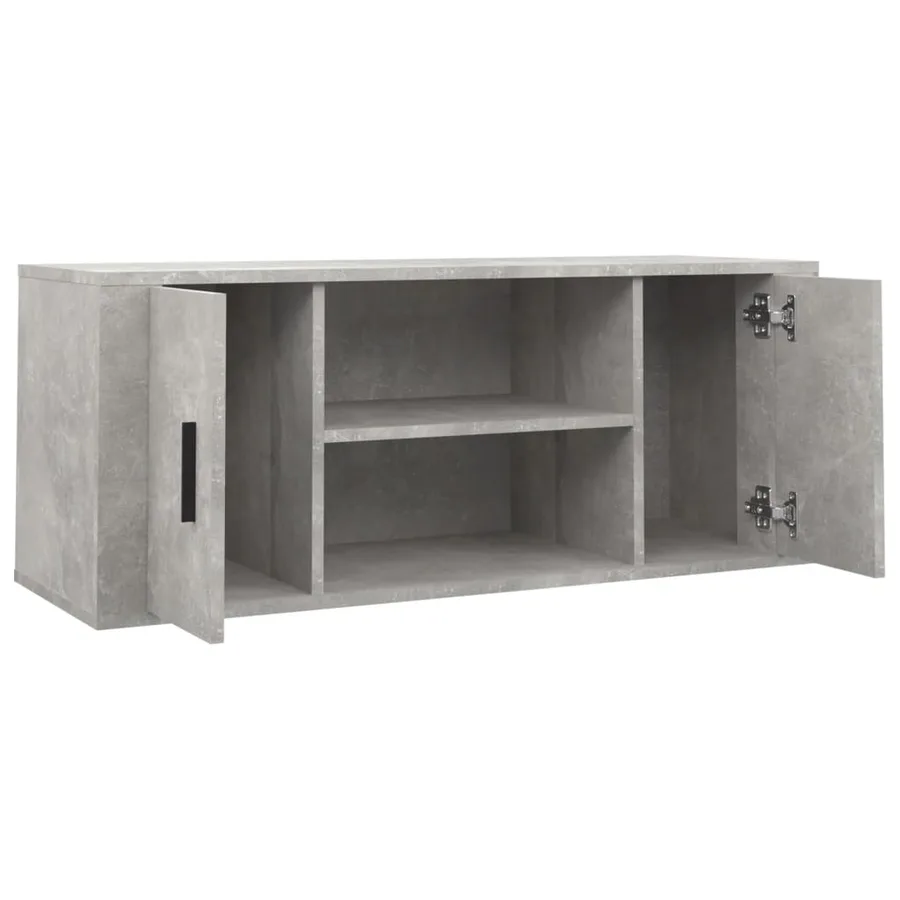 Meuble TV Gris béton 100x35x40 cm Bois d'ingénierie - 4