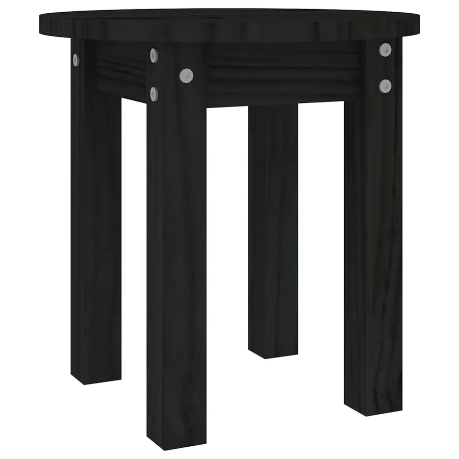 Table basse Noir Ø 35x35 cm Bois massif de pin - 2