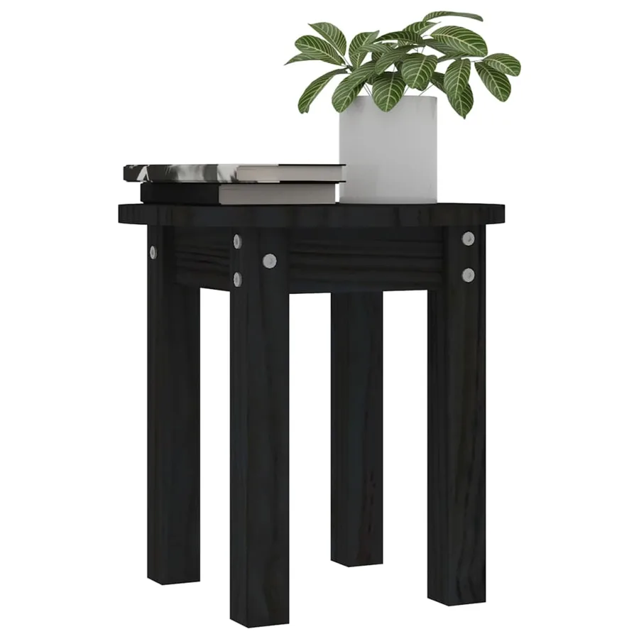 Table basse Noir Ø 35x35 cm Bois massif de pin - 4