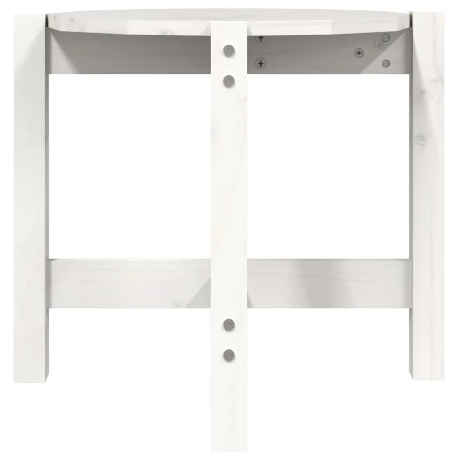 Table basse Blanc Ø 52,5x45 cm Bois massif de pin - 6