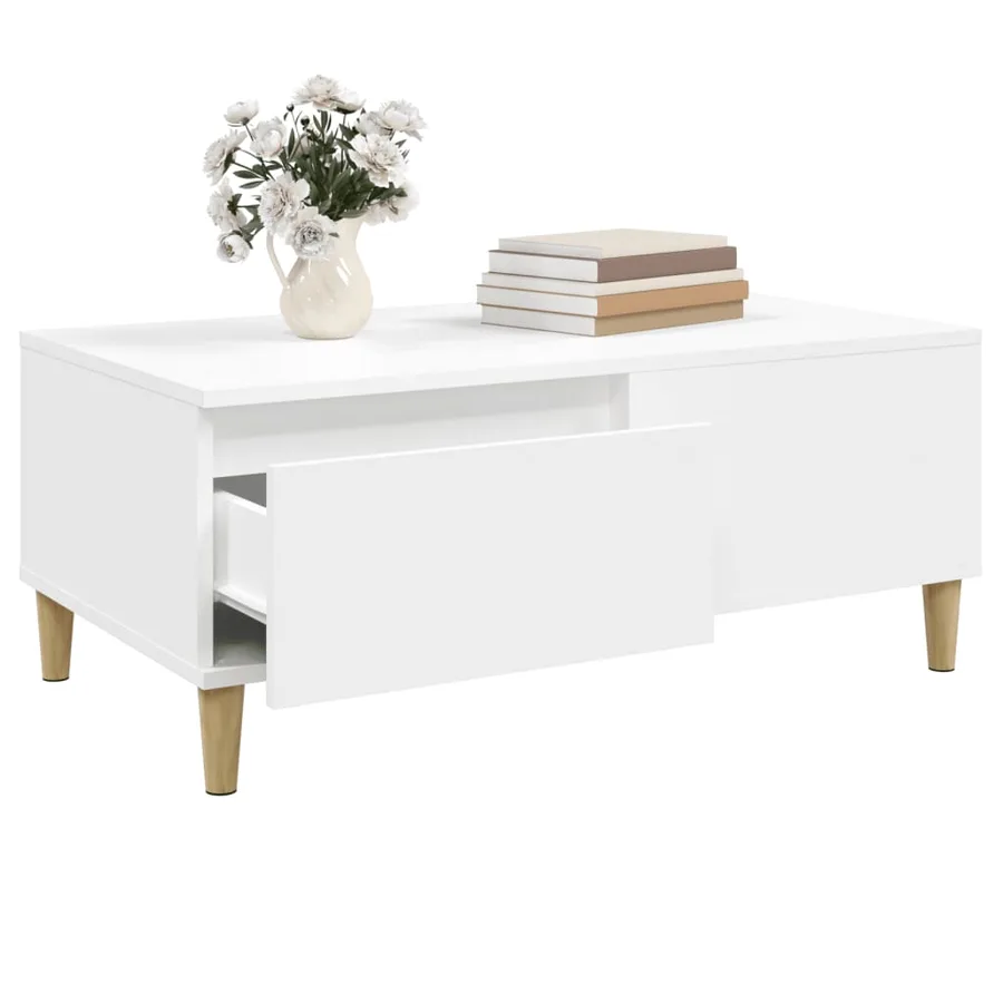 Table basse Blanc 90x50x36,5 cm Bois d'ingénierie - 5