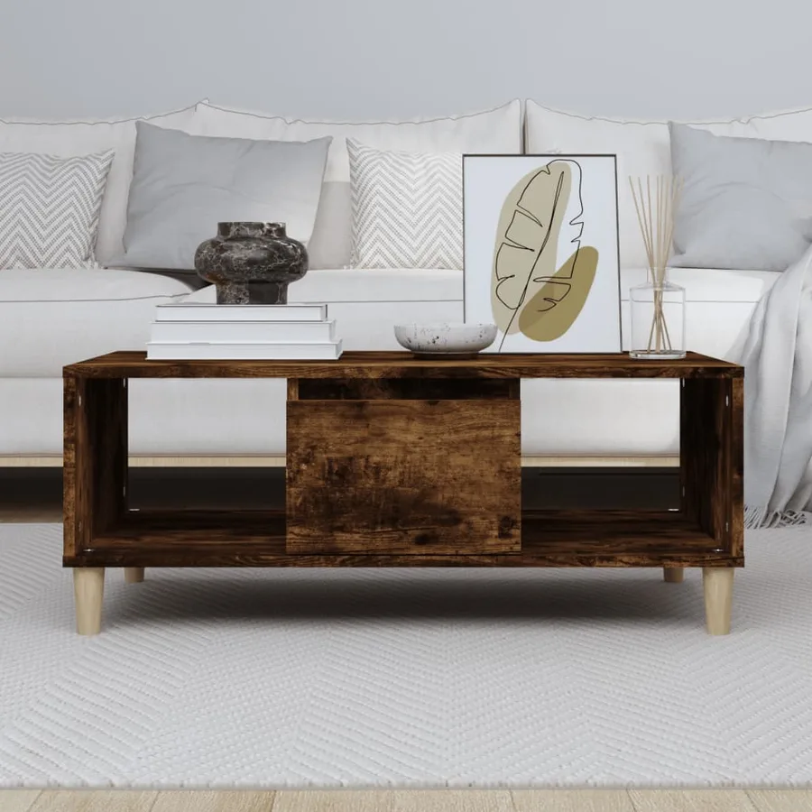 Table basse Chêne fumé 90x50x36,5 cm Bois d'ingénierie - 3
