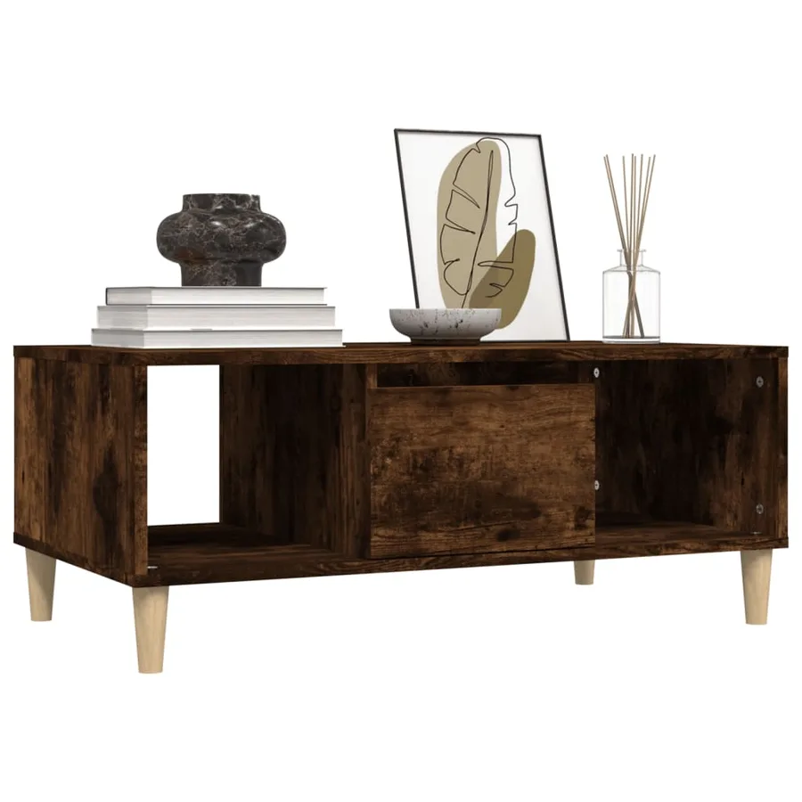 Table basse Chêne fumé 90x50x36,5 cm Bois d'ingénierie - 4