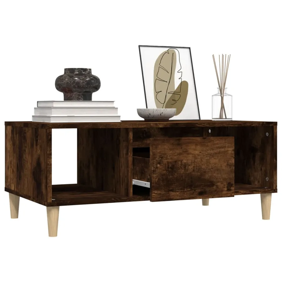 Table basse Chêne fumé 90x50x36,5 cm Bois d'ingénierie - 5