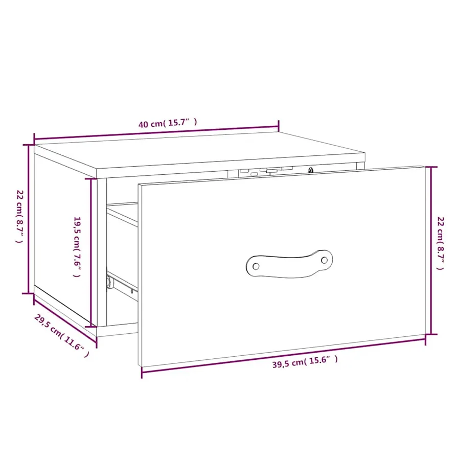 Tables de chevet murales 2 pcs Gris 40x29,5x22 cm - 10