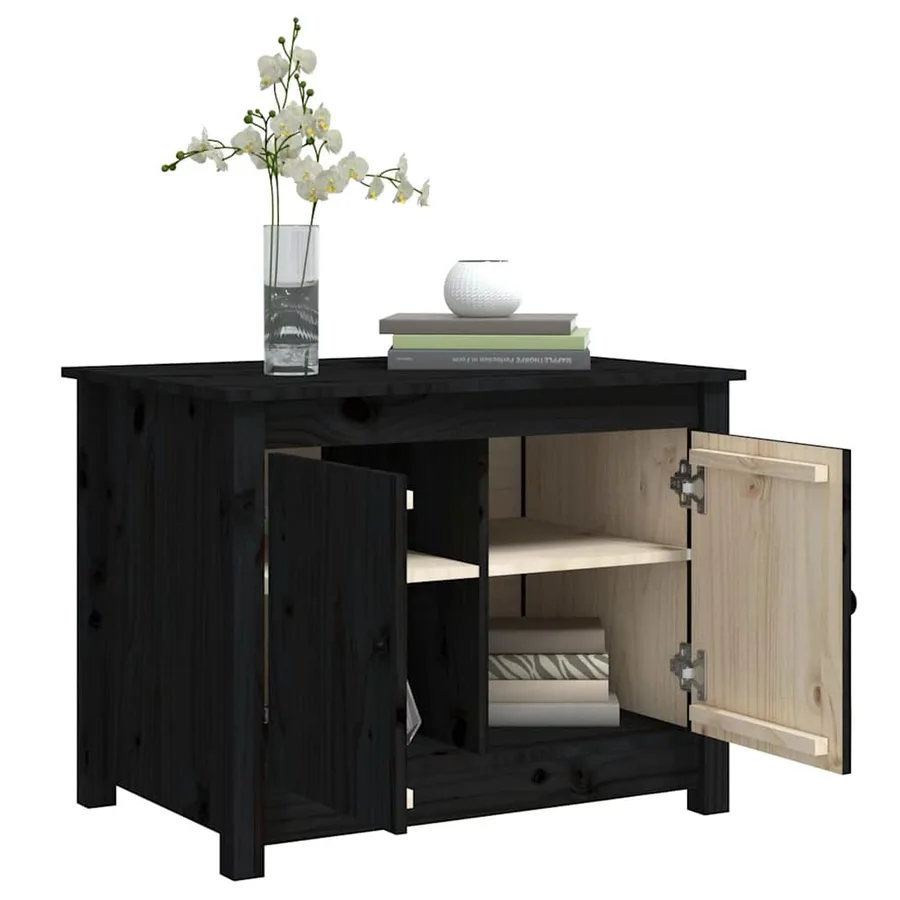 Table basse Noir 71x49x55 cm Bois massif de pin - 5