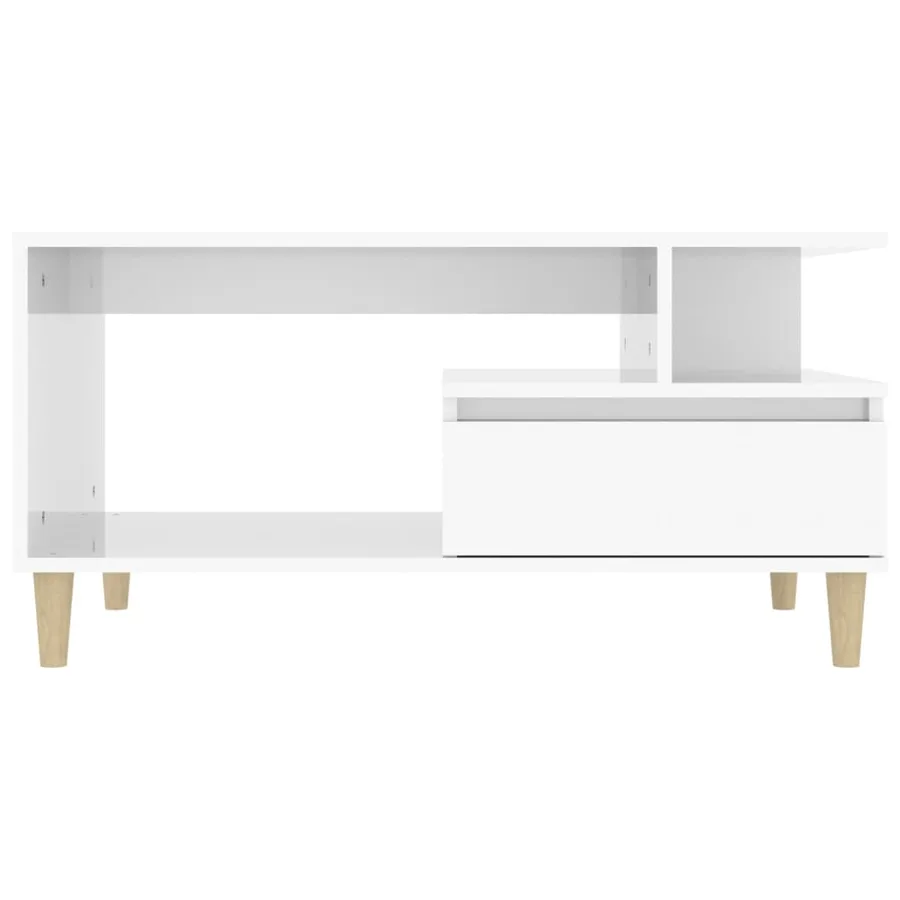 Table basse Blanc brillant 90x49x45 cm Bois d'ingénierie - 5