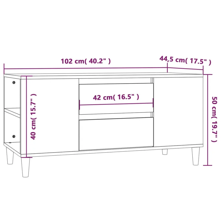 Meuble TV Sonoma gris 102x44,5x50 cm Bois d'ingénierie - 10