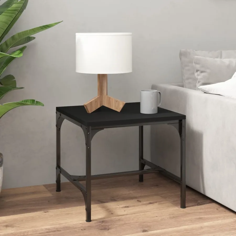 Tables d'appoint 2 pcs Noir 40x40x35 cm Bois d'ingénierie - 3