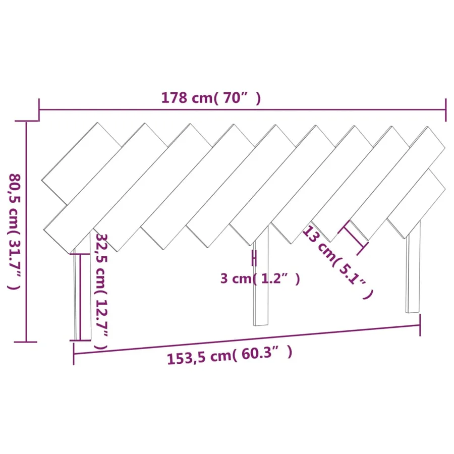 Tête de lit Gris 178x3x80,5 cm Bois massif de pin - 6