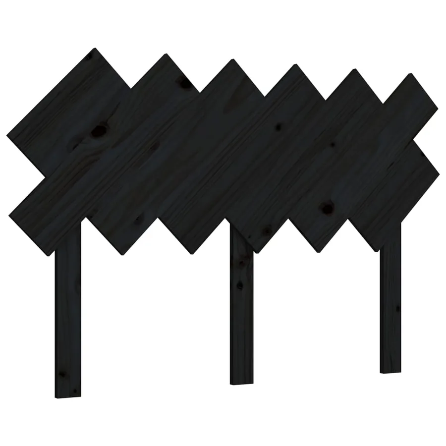 Tête de lit Noir 122,5x3x80,5 cm Bois massif de pin - 2