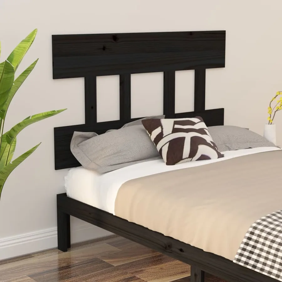 Tête de lit Noir 93,5x3x81 cm Bois massif de pin - 4
