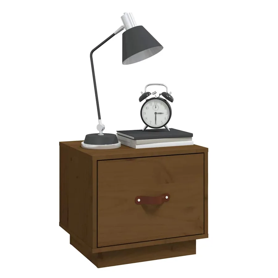 Tables de chevet 2pcs Marron miel 40x34x35cm Bois de pin massif - 4