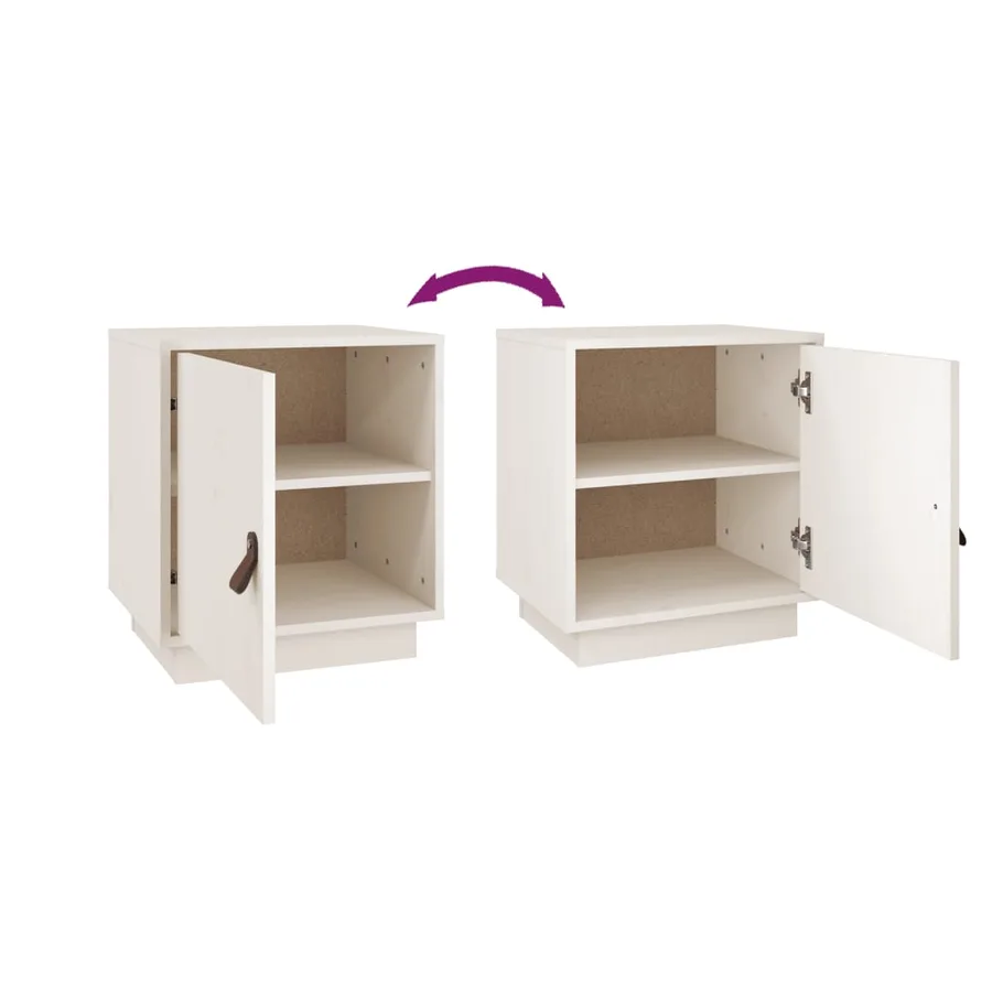 Tables de chevet 2 pcs Blanc 40x34x45 cm Bois de pin massif - 8