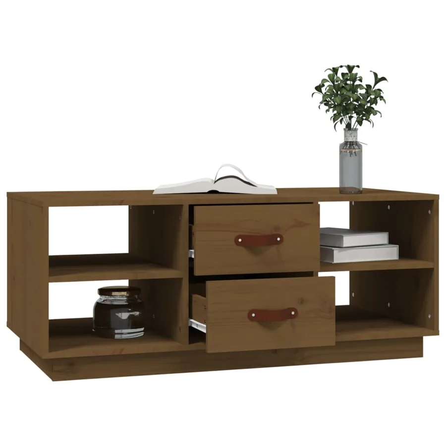 Table basse Marron miel 100x50x41 cm Bois massif de pin - 4