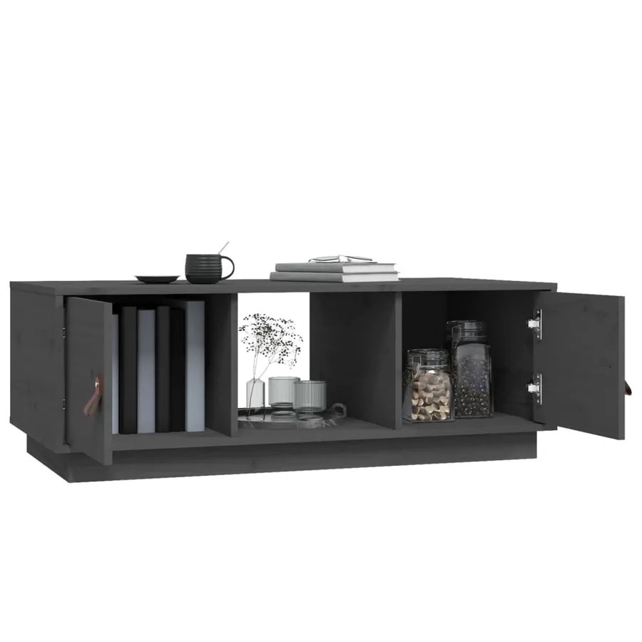 Table basse Gris 100x50x35 cm Bois massif de pin - 5