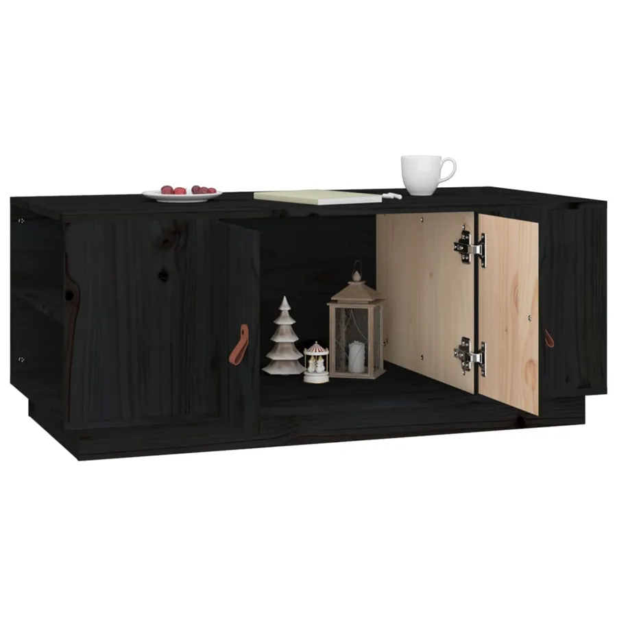 Table basse Noir 100x50x41 cm Bois massif de pin - 4