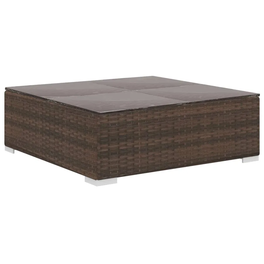 Salon de jardin 8 pcs avec coussins résine tressée marron - 6