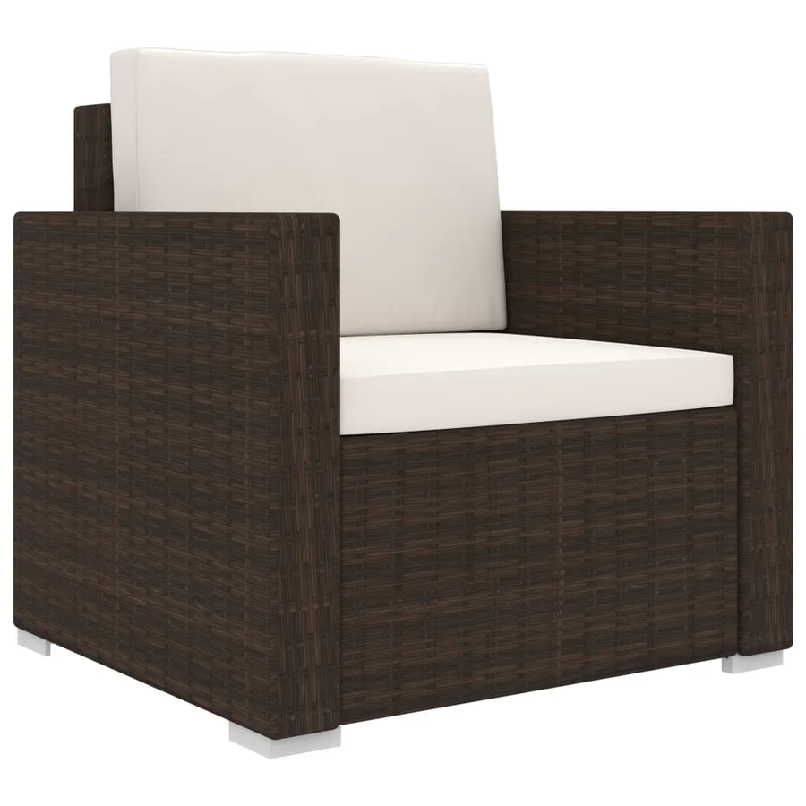 Salon de jardin 8 pcs avec coussins résine tressée marron - 7