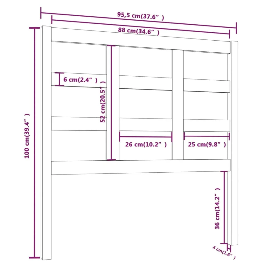 Tête de lit Marron miel 95,5x4x100 cm Bois massif de pin - 6
