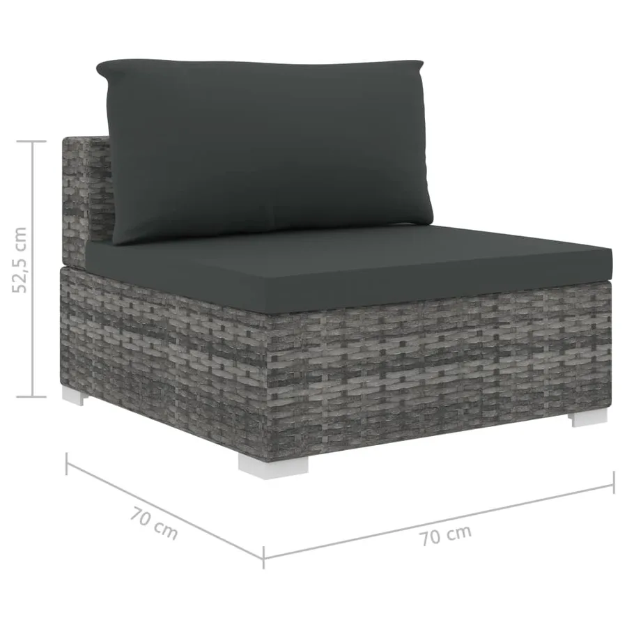 Salon de jardin 8 pcs avec coussins résine tressée gris - 10