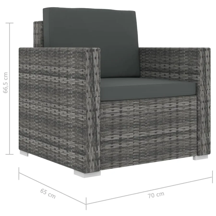 Salon de jardin 8 pcs avec coussins résine tressée gris - 13