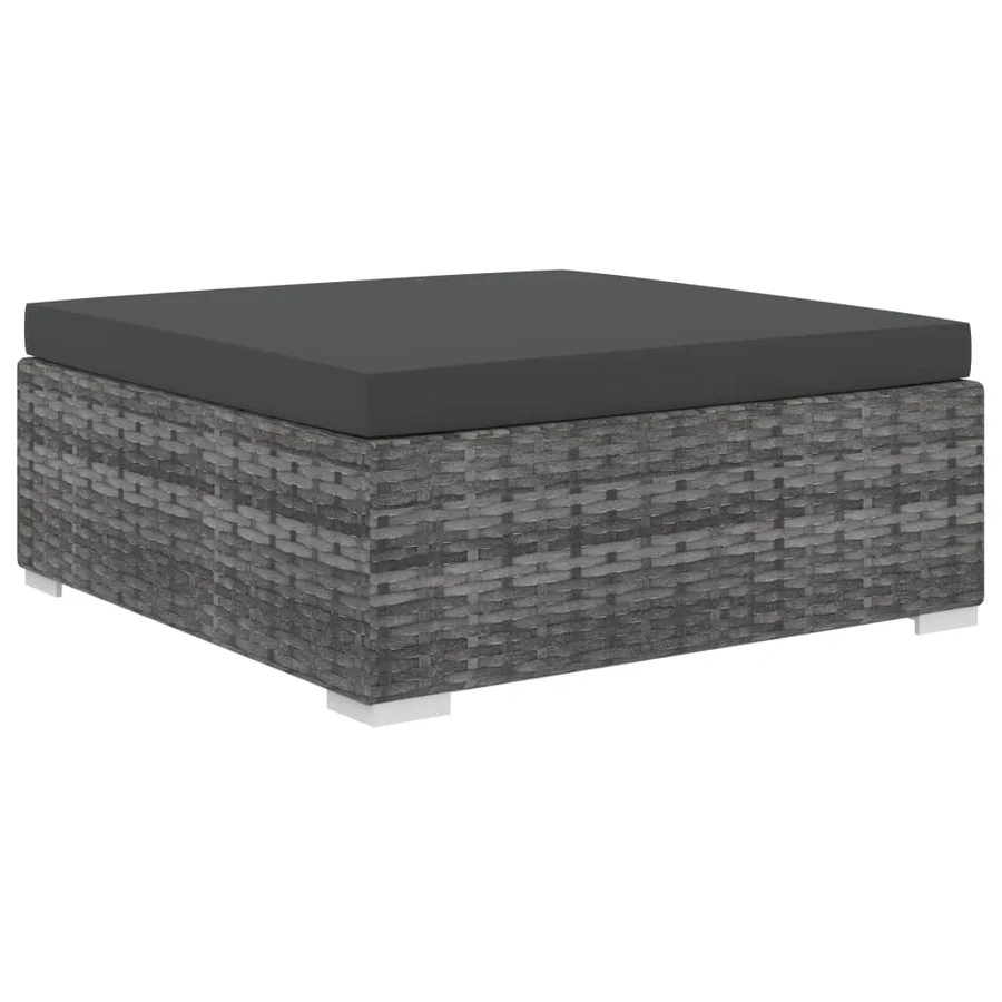 Salon de jardin 8 pcs avec coussins résine tressée gris - 4