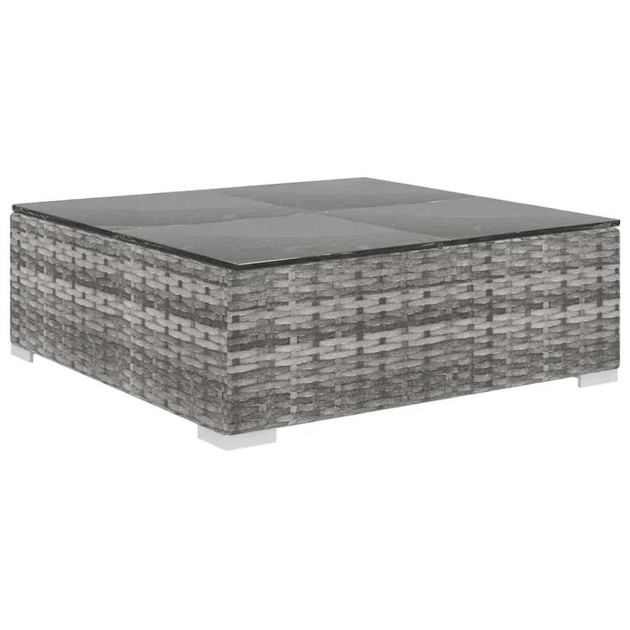 Salon de jardin 8 pcs avec coussins résine tressée gris - 6