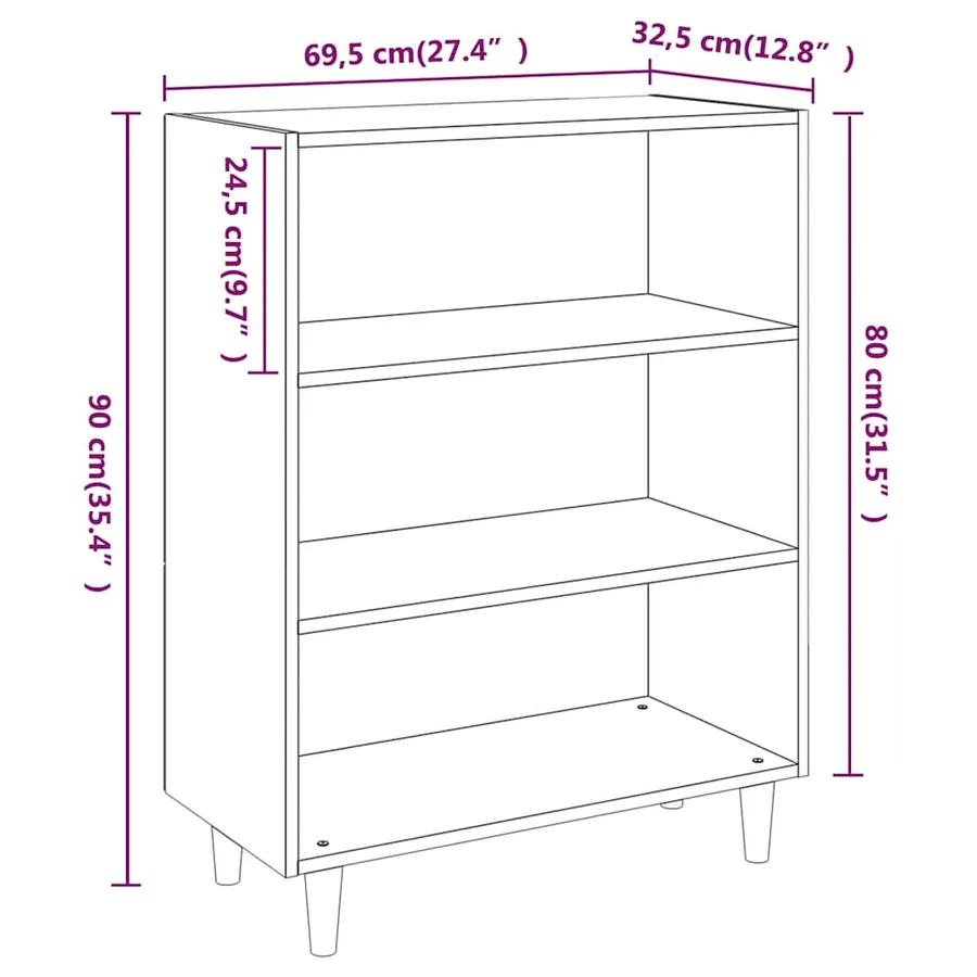 Buffet Chêne fumé 69,5x32,5x90 cm Bois d'ingénierie - 7