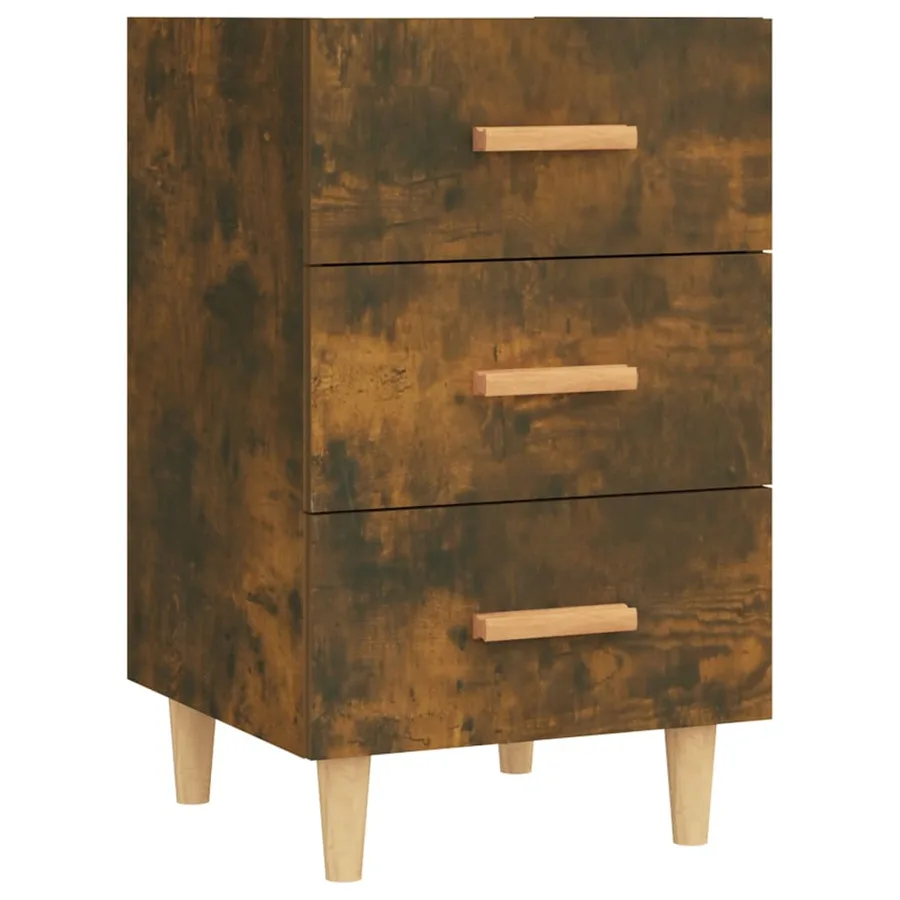 Table de chevet chêne fumé 40x40x66 cm bois d'ingénierie - 2