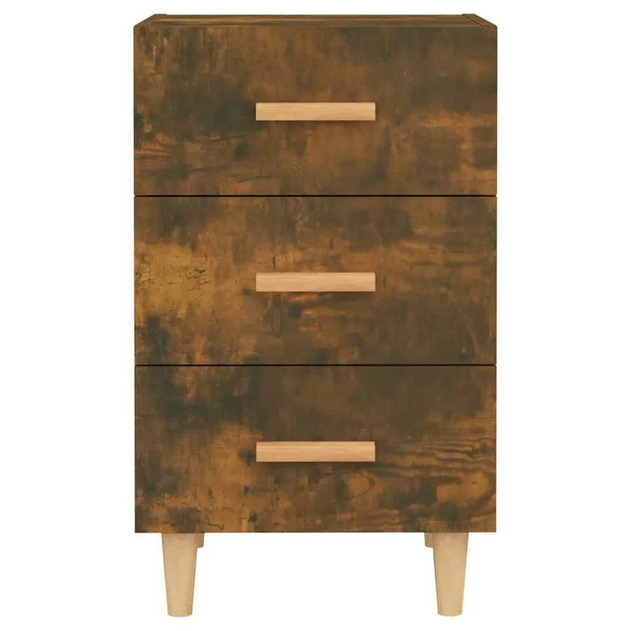 Table de chevet chêne fumé 40x40x66 cm bois d'ingénierie - 4