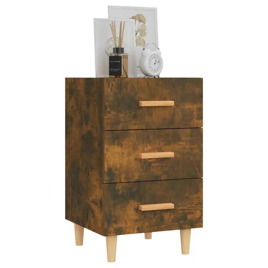 Table de chevet chêne fumé 40x40x66 cm bois d'ingénierie - 7