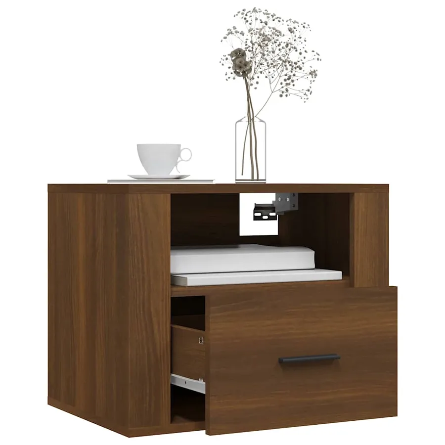 Table de chevet murale Chêne marron 50x36x40 cm - 4
