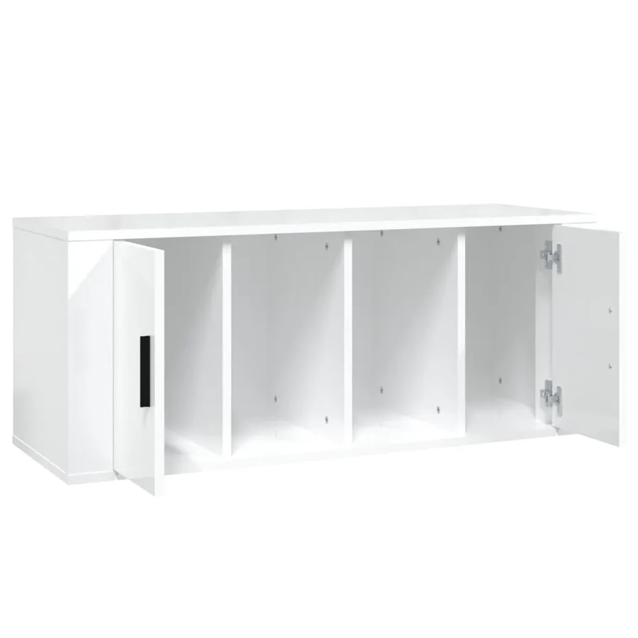 Meuble TV Blanc brillant 100x35x40 cm Bois d'ingénierie - 7
