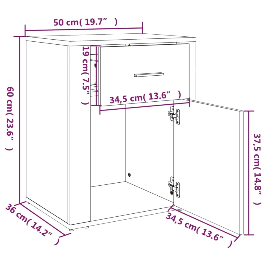 Table de chevet Chêne marron 50x36x60 cm Bois d'ingénierie - 11