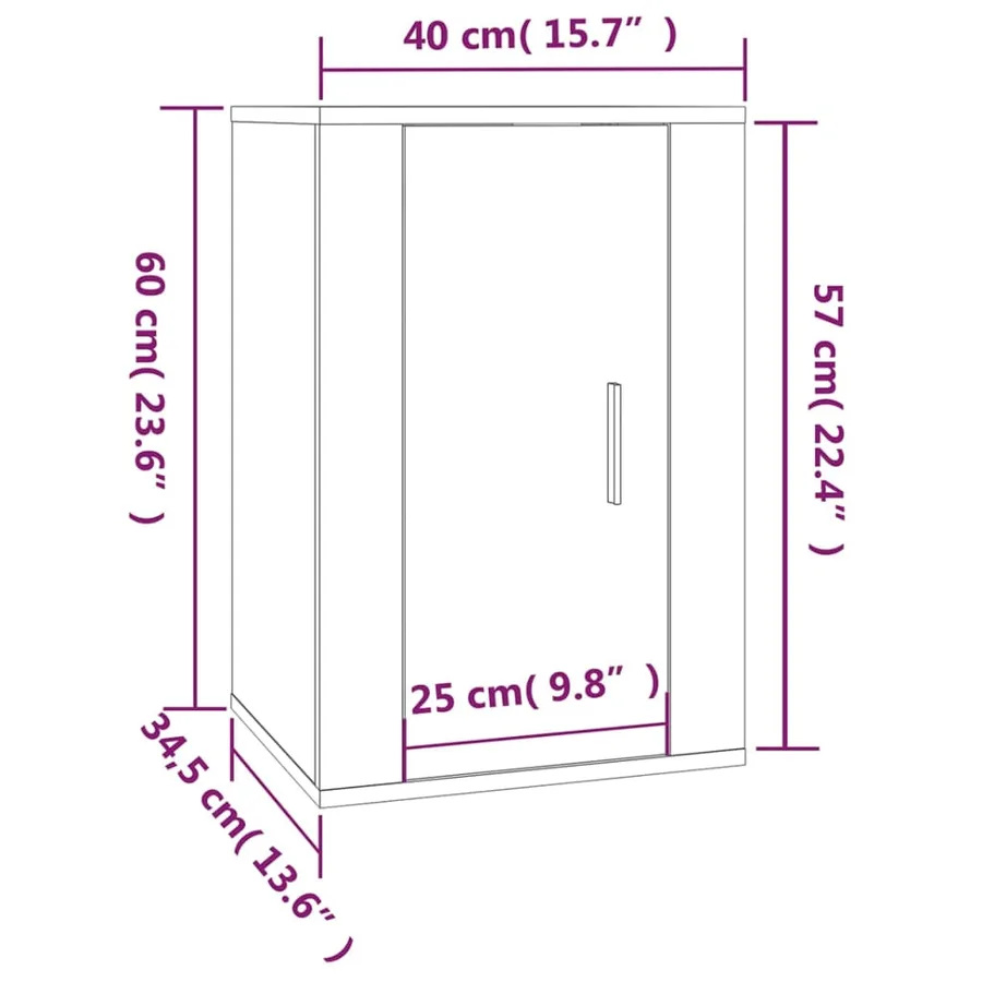 Meuble TV mural Blanc brillant 40x34,5x60 cm - 11