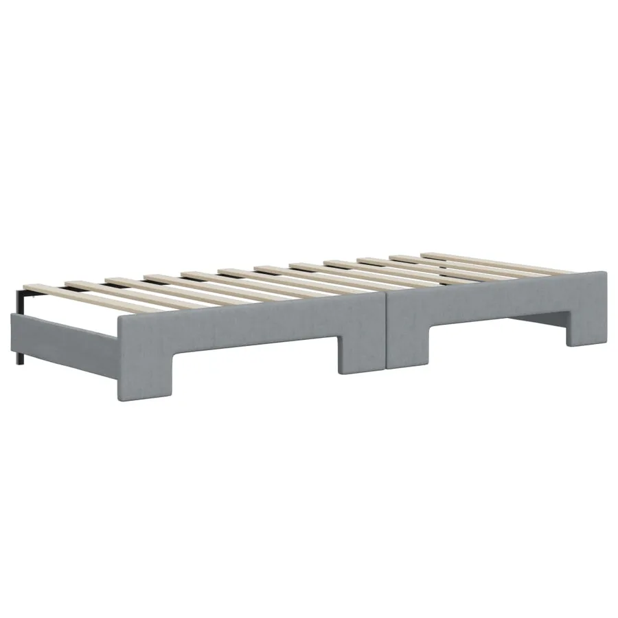 Lit de jour avec gigogne et matelas gris clair 80x200 cm tissu - 5