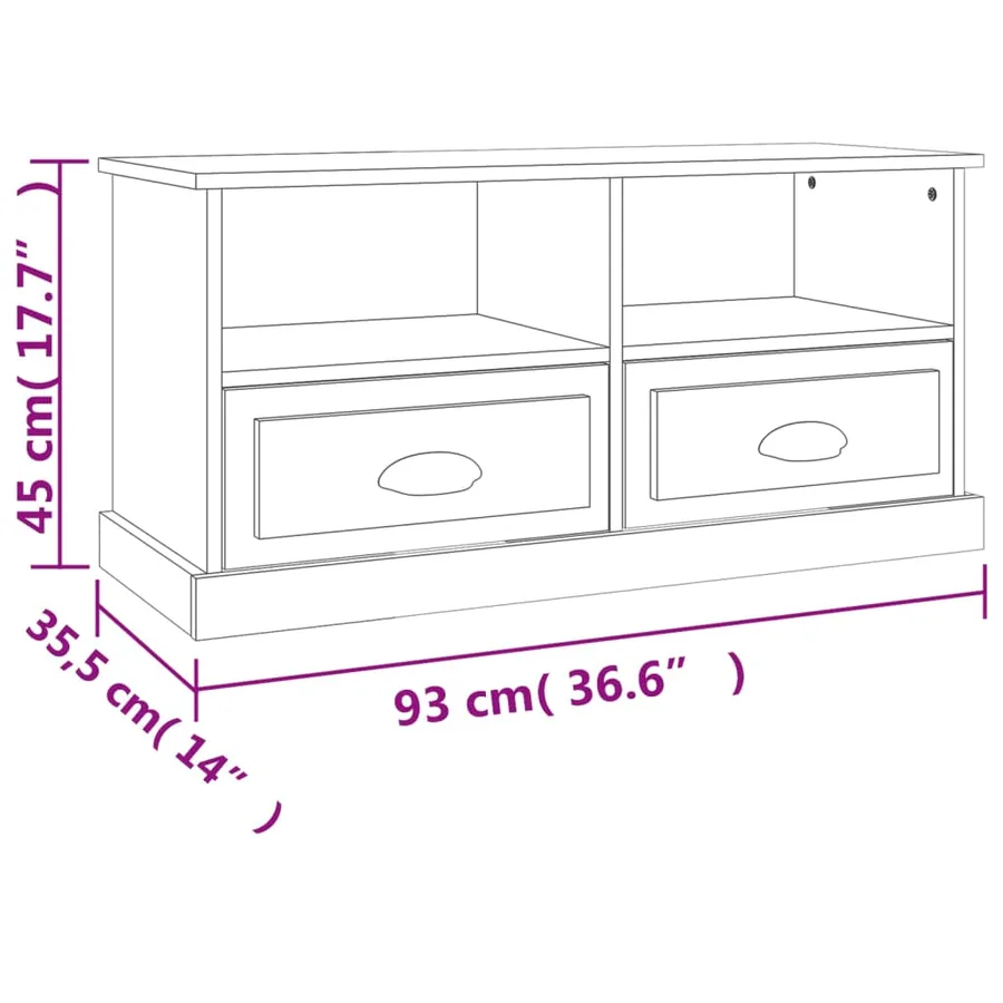 Meuble TV gris béton 93x35,5x45 cm bois d'ingénierie - 10