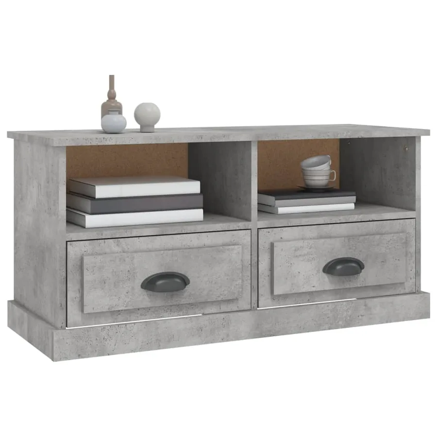 Meuble TV gris béton 93x35,5x45 cm bois d'ingénierie - 4
