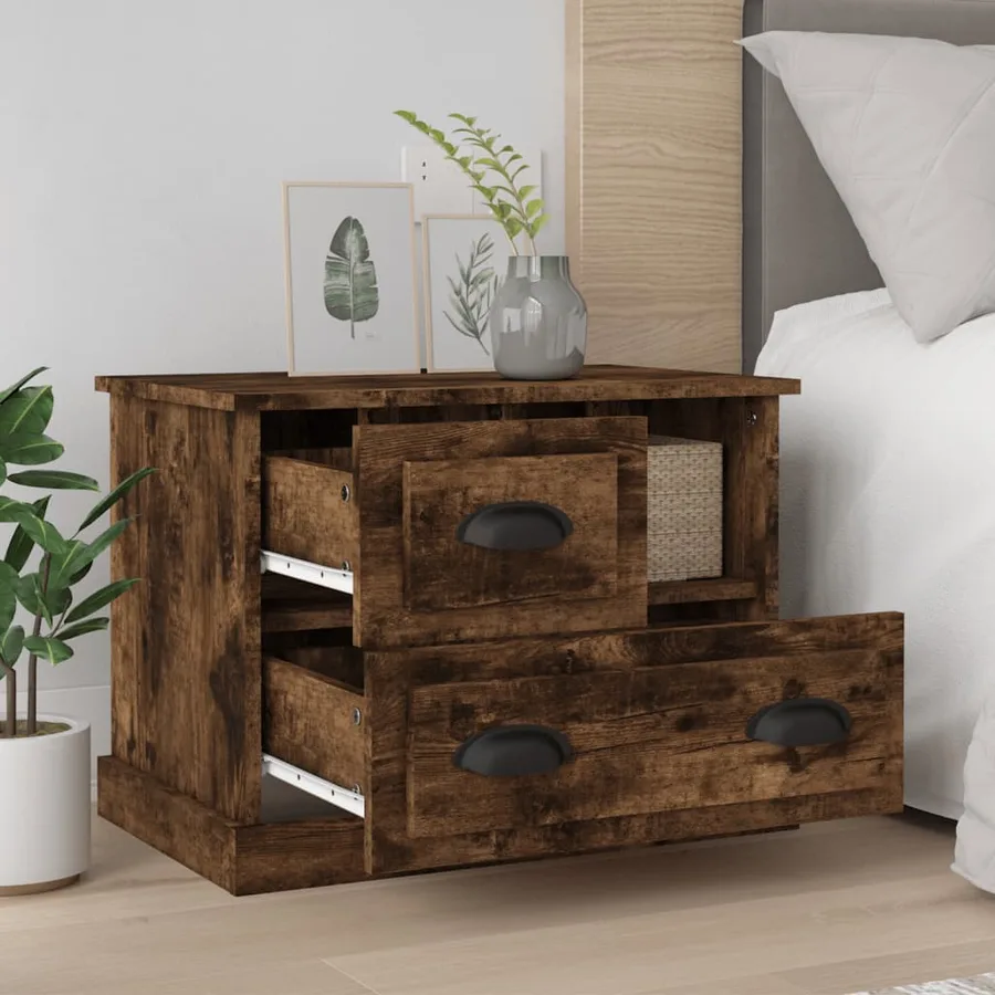 Table de chevet chêne fumé 60x39x45 cm - 3