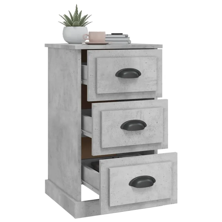 Table de chevet gris béton 39x39x67 cm bois d'ingénierie - 4