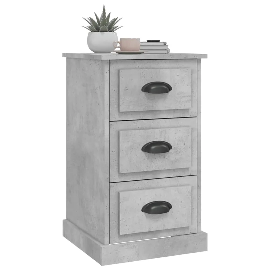 Table de chevet gris béton 39x39x67 cm bois d'ingénierie - 5