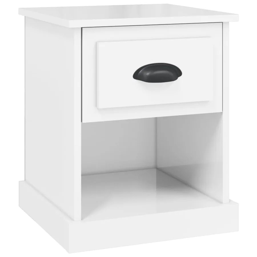 Table de chevet blanc brillant 39x39x47,5 cm Bois d’ingénierie - 2