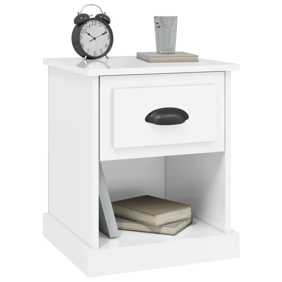 Table de chevet blanc brillant 39x39x47,5 cm Bois d’ingénierie - 4
