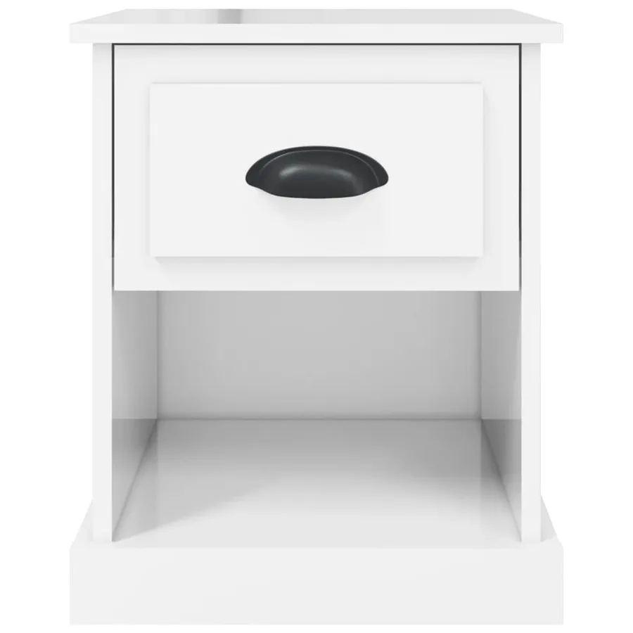 Table de chevet blanc brillant 39x39x47,5 cm Bois d’ingénierie - 7