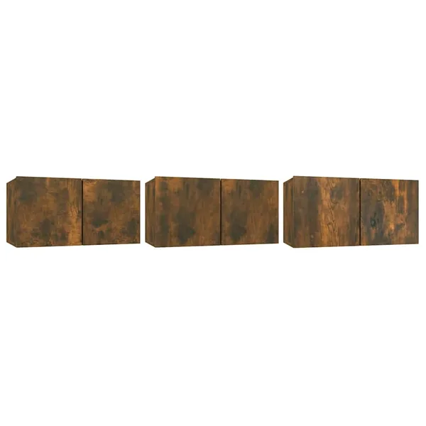 Meubles TV suspendus 3 pcs Chêne fumé 60x30x30 cm