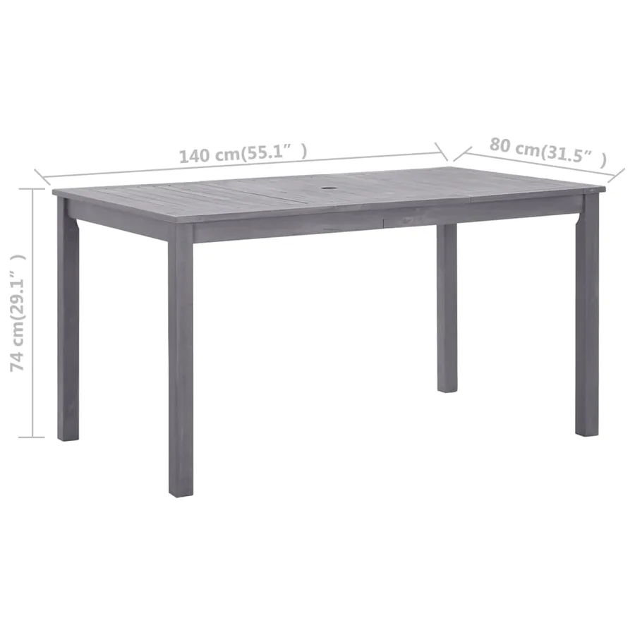 Table de jardin Délavage gris 140x80x74 cm Bois d'acacia massif - 6