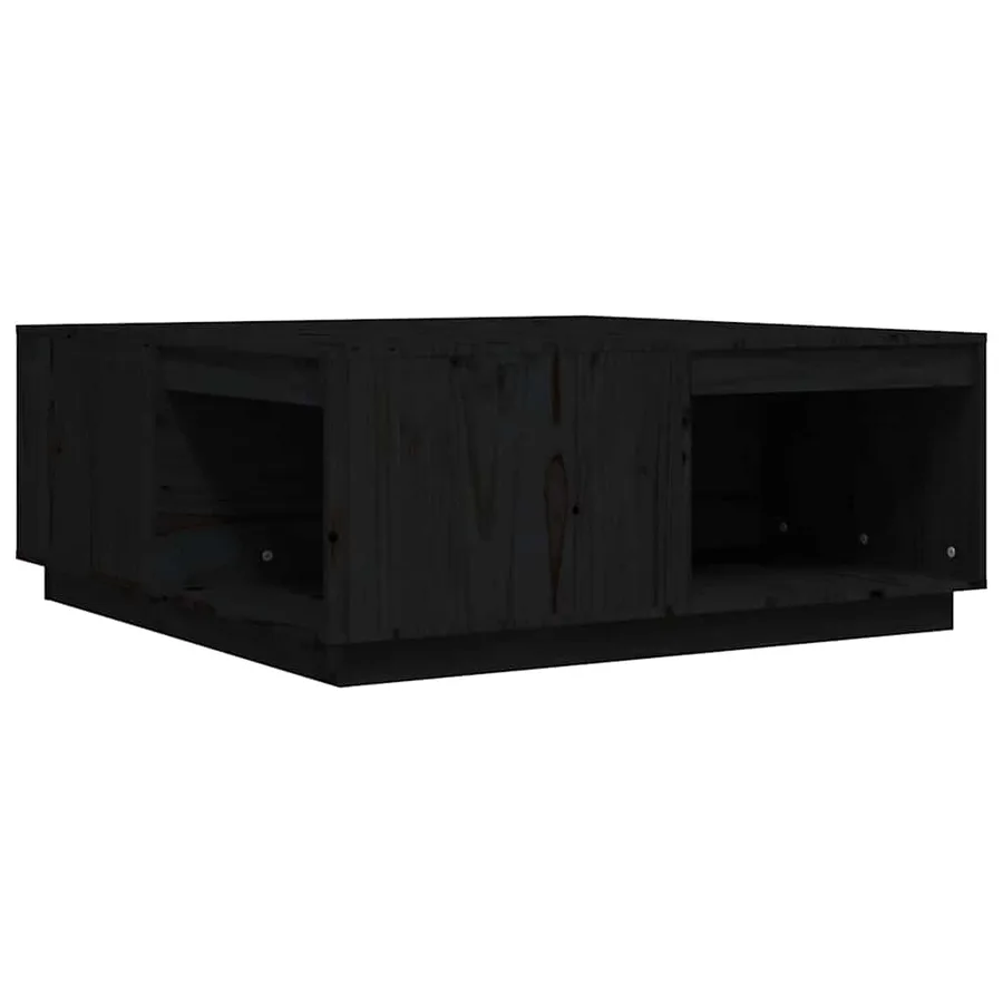 Table basse Noir 100x101x40,5 cm Bois massif de pin - 2